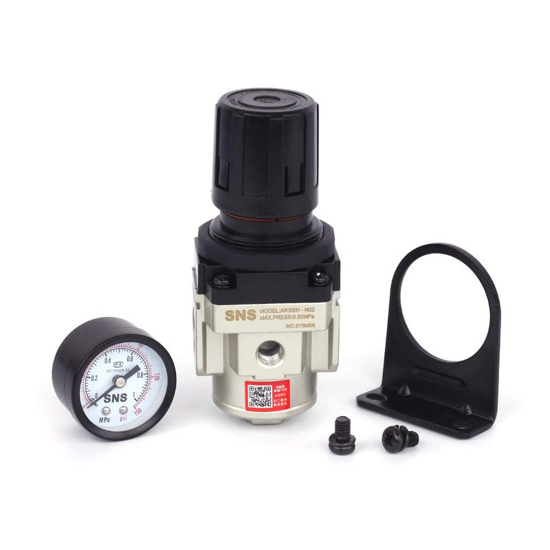 SNS AR3000-N02 Female Thread 1/4 NPT Air Pressure Regulator 0-150 PSI Adjustable,Bracket,Gauge - Image 3